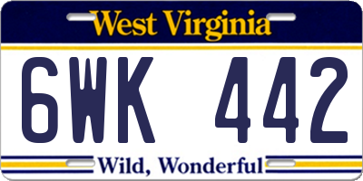 WV license plate 6WK442