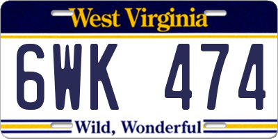 WV license plate 6WK474