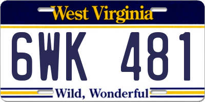 WV license plate 6WK481