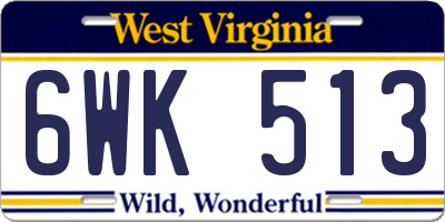 WV license plate 6WK513
