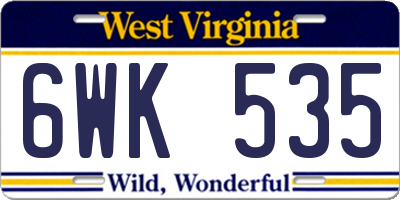 WV license plate 6WK535