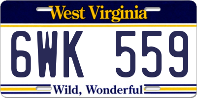WV license plate 6WK559