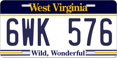 WV license plate 6WK576