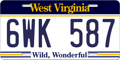 WV license plate 6WK587