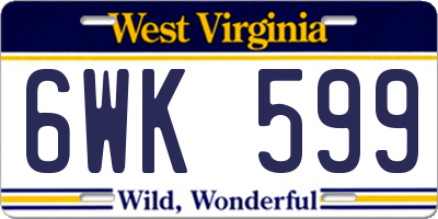 WV license plate 6WK599