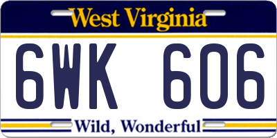 WV license plate 6WK606