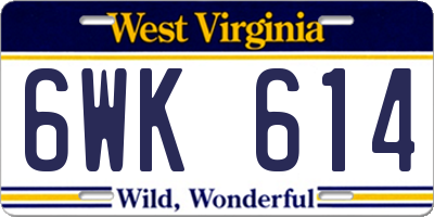WV license plate 6WK614