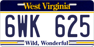 WV license plate 6WK625