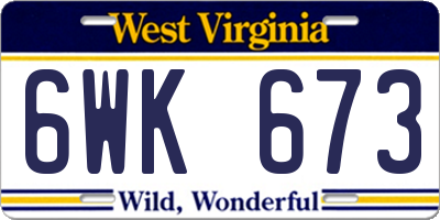 WV license plate 6WK673