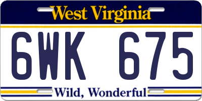 WV license plate 6WK675