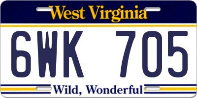 WV license plate 6WK705
