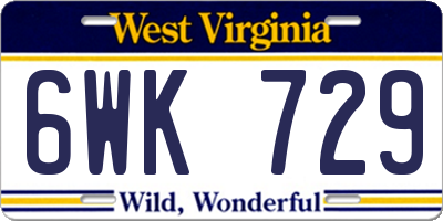 WV license plate 6WK729