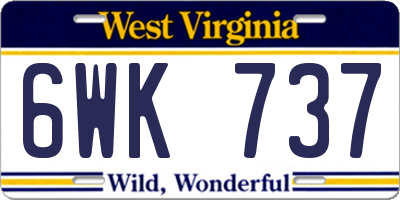 WV license plate 6WK737