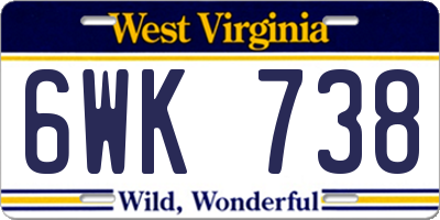 WV license plate 6WK738