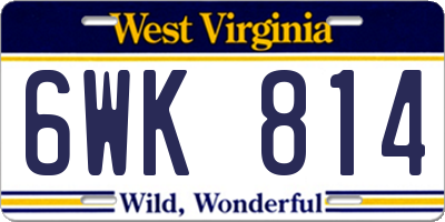 WV license plate 6WK814