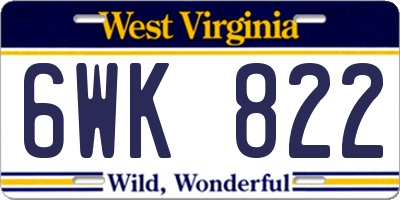 WV license plate 6WK822