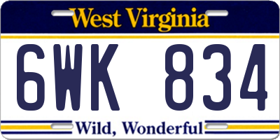 WV license plate 6WK834