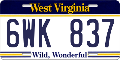 WV license plate 6WK837