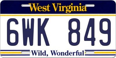 WV license plate 6WK849