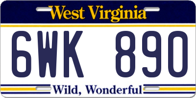 WV license plate 6WK890
