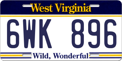 WV license plate 6WK896