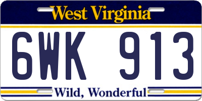 WV license plate 6WK913