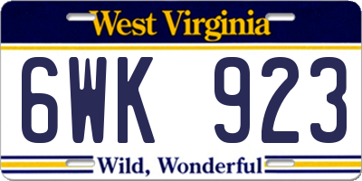 WV license plate 6WK923