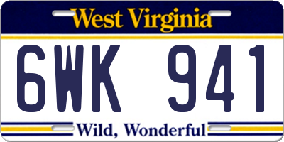 WV license plate 6WK941