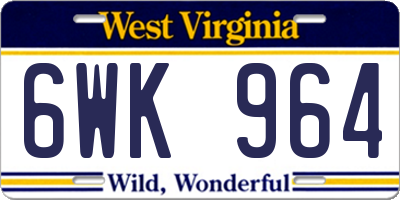 WV license plate 6WK964
