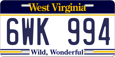 WV license plate 6WK994