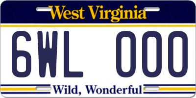 WV license plate 6WL000