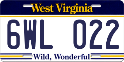 WV license plate 6WL022