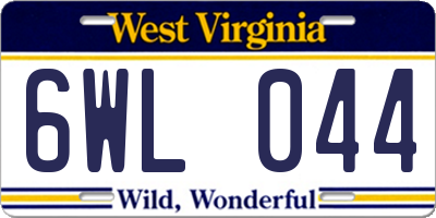 WV license plate 6WL044