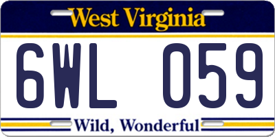 WV license plate 6WL059