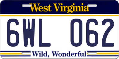 WV license plate 6WL062