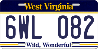 WV license plate 6WL082