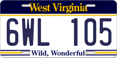 WV license plate 6WL105
