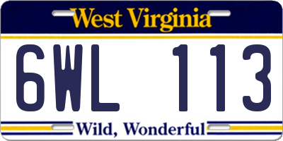 WV license plate 6WL113