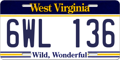 WV license plate 6WL136