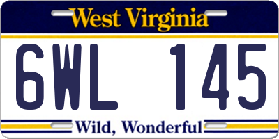 WV license plate 6WL145