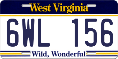 WV license plate 6WL156