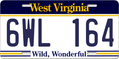 WV license plate 6WL164