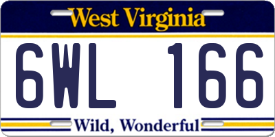WV license plate 6WL166