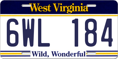 WV license plate 6WL184