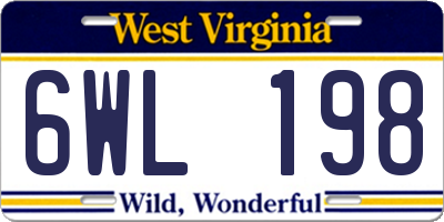 WV license plate 6WL198