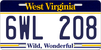 WV license plate 6WL208