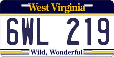 WV license plate 6WL219