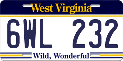 WV license plate 6WL232