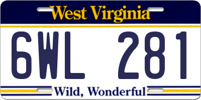 WV license plate 6WL281