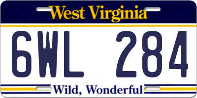 WV license plate 6WL284